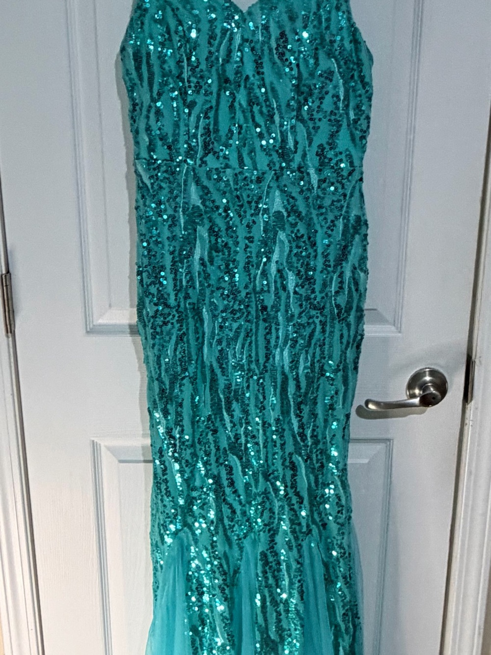 Teal Sequin Mermaid Prom Dress - Women